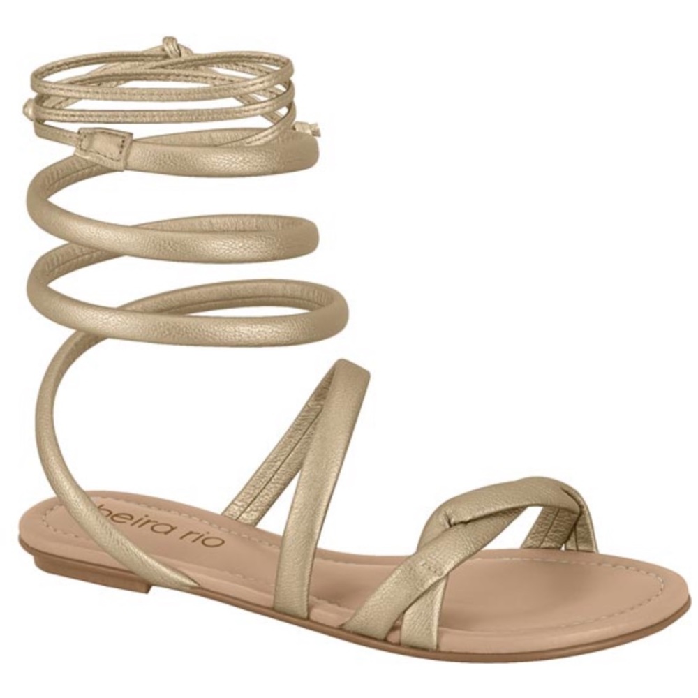 Beira Rio Gold Gladiator Strap Flat Sandals